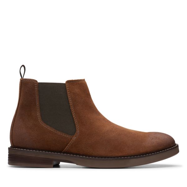 Clarks Mens Paulson Up Chelsea Boots Dark Brown | UK-7024953 - Click Image to Close